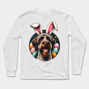 Wirehaired Pointing Griffon Embraces Easter with Bunny Ears Long Sleeve T-Shirt